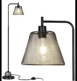 Industrial Standing Lamp | Metal Farmhouse Floor Lamp | Modern Rustic Lamp for Living Room | 68 inch Tall, Black