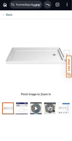 White Rectangular Shower Base with Drain