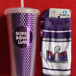 SUPERBOWL LVIII 58 LAS VEGAS CHIEFS VS 49ers PURPLE TUMBLER CUP 24 OZ + FREE SOCKS ‼️ The ONLY 1 You Can FIND Authentic ~ Licensed ‼️ Price Is FIRM ‼️