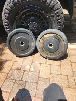 2× Rouge 45 Lb Rubber Weights