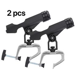 2 pcs Fishing Boat Rod pole Holder with 360 Degree Adjustable Large C-Clamp  【Easy Installation】: The rod holder has a clamp base to attach on objects