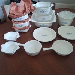 Correlle Dishes.  Blue Trimmed.  20 Pieces