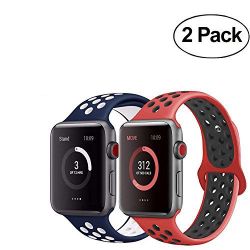 2-Pack Silicone Sport Bands Straps for Apple Watch 42mm