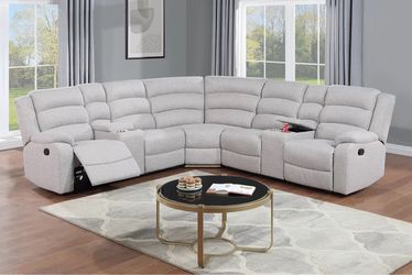 New Large fabric Reclining Sectional Sofa Light Gray Fabric
