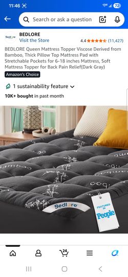 Queen Mattress Topper Viscose Derived from Bamboo, Thick Pillow Top Mattress Pad with Stretchable Pockets for 6-18 inches Mattress, Soft Mattress Topp