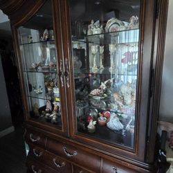 China Cabinet Set With Dinning Glass Table