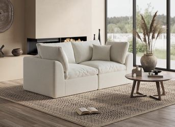 78.9" Loveseat Sofa, Cloud Boneless Couches for Living Room, Modern Modular Sectional Sofa, Oversized, Warm White