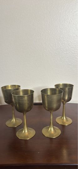 Brass set of four vintage goblets