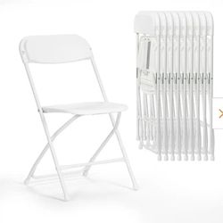 White Plastic Folding Chair 350 lbs. Capacity for Events Office Wedding Party, Picnic, Outdoor 10pcs