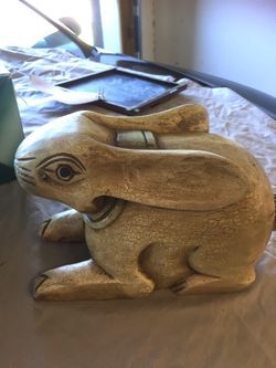 Solid wood carved rabbit