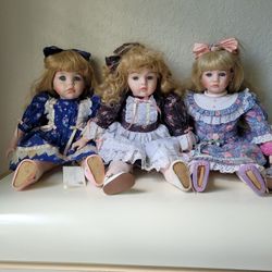 Porcelain 🌸 DOLLS (3) - 18" Like New!