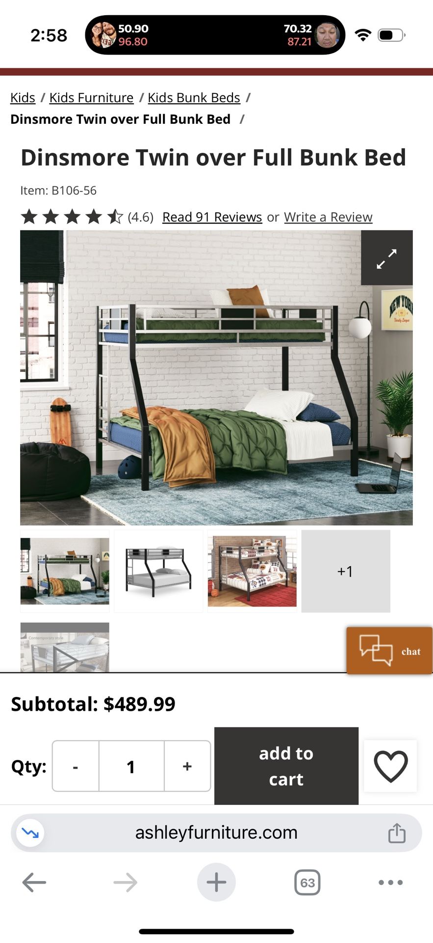 Dinsmore Twin Over Full Bunkbed - Ashley Furniture 