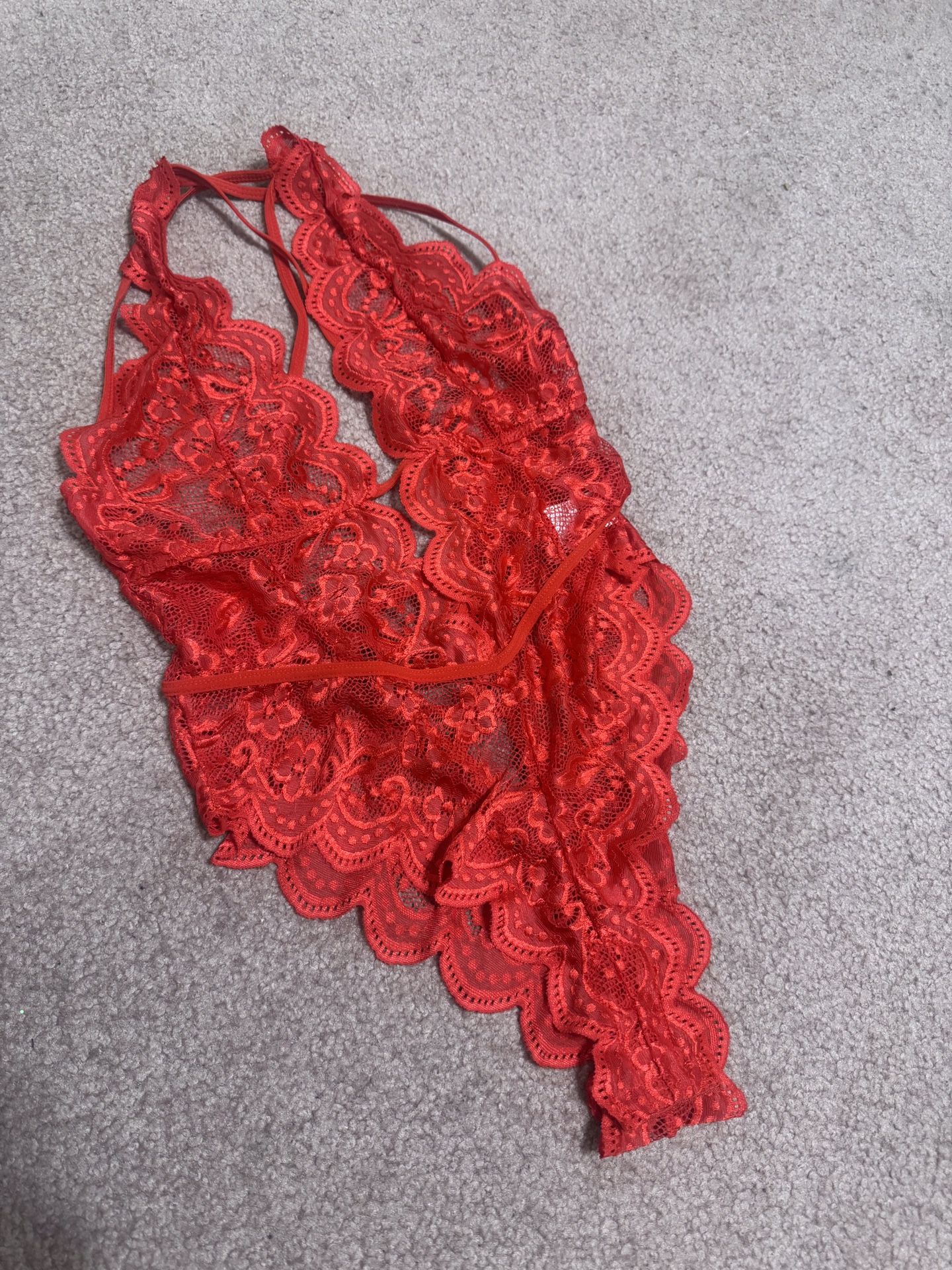 New Medium Red Lace Bodysuit Lingerie 