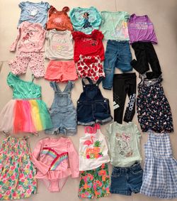 Girls Size 4 Clothing Bundle Disney Adidas Dresses Summer Clothes