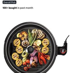 Elite Gourmet Smokeless Indoor Electric BBQ With Glass Lid 