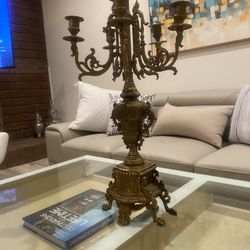 Antique Vintage Golden Candelabras Candle Holder  