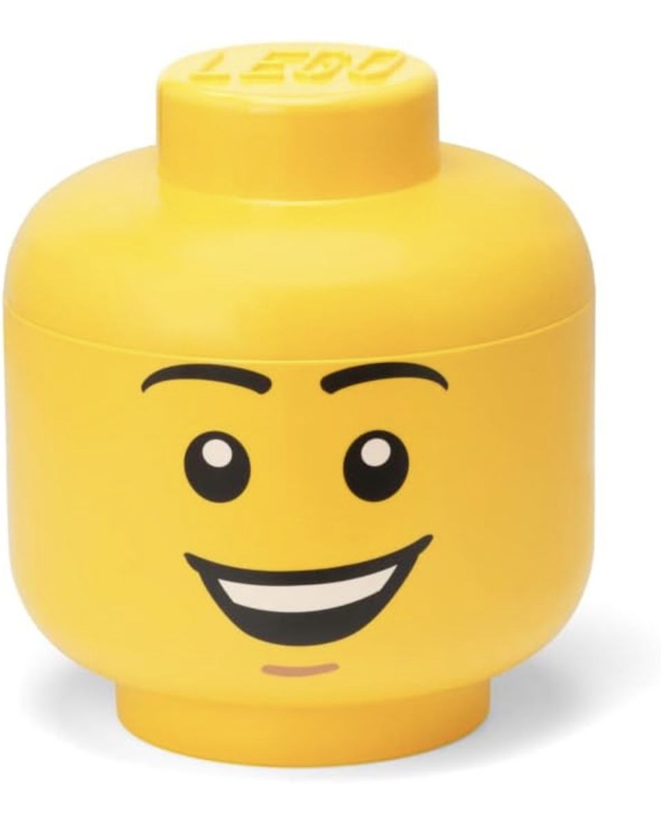 LEGO Iconic Storage Head Large, Stackable Storage Box, 8,5 L, Yellow, Happy Boy