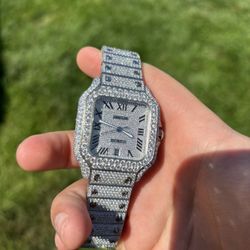 Cartier Santos Fully Iced Out