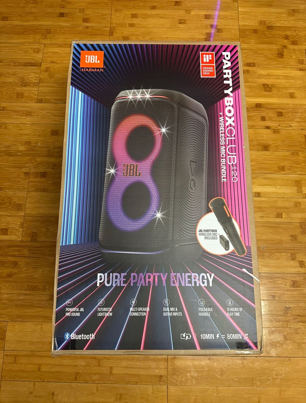 JBL PartyBox Club 120 Party Box Portable Party Speaker w/wireless mic NEW