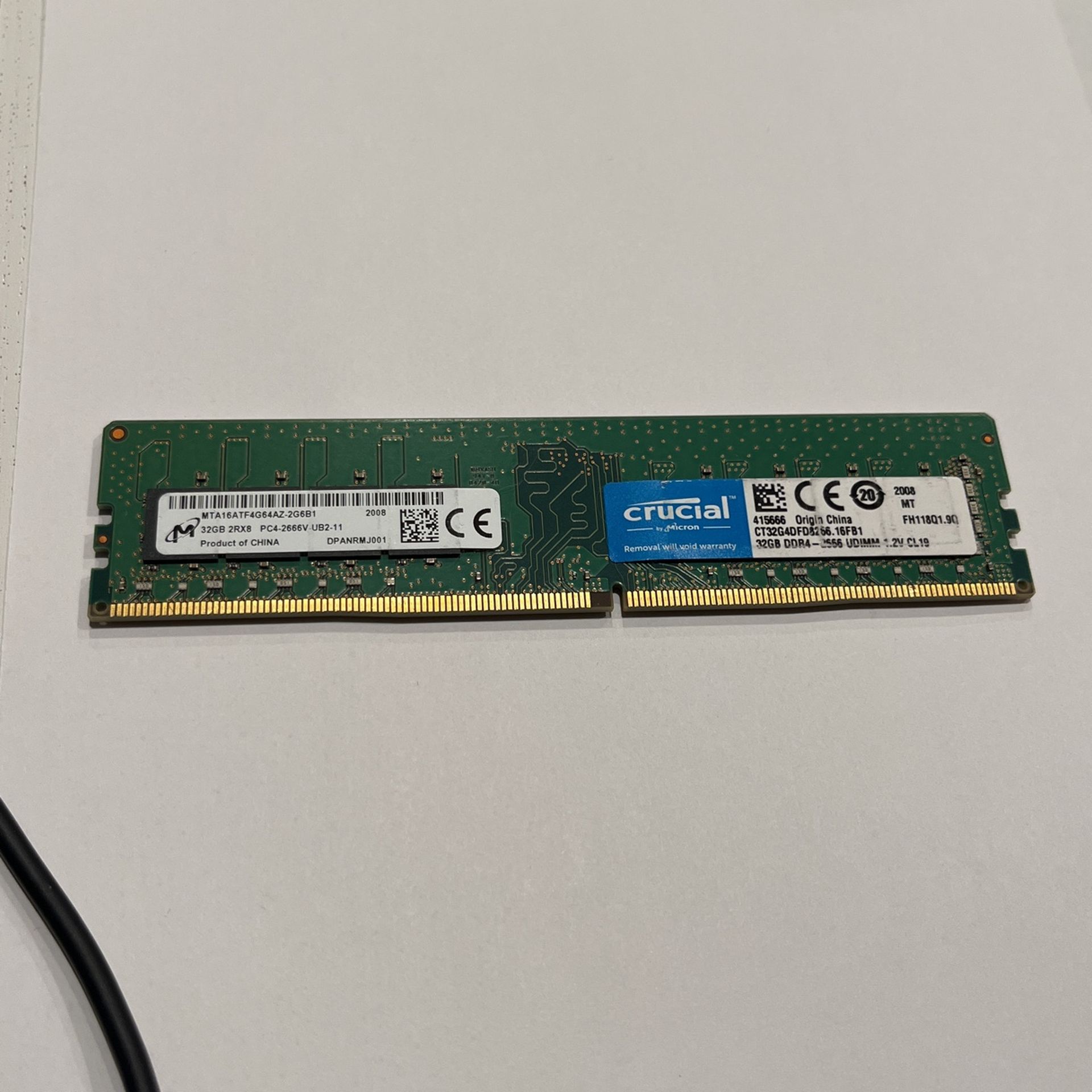 Crucial 32GB Ddr4 2666 Desktop Ram