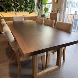 98” Live Edge Walnut Dining Table & 8 Chairs