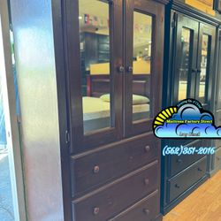 Cherry Closet Wardrobe New Mirror Drawer Dresser 