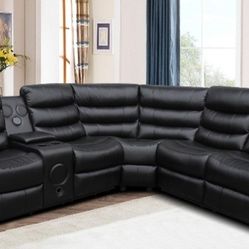 Black SECTIONAL With Bluetooth Speakers 🔊