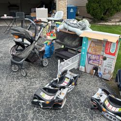 Baby Items - Chico Bravo Stroller, High chair,rock A Tot 