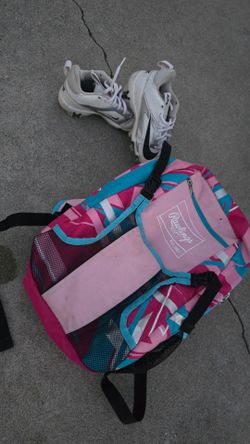 Softball gear bag and Nike cleats