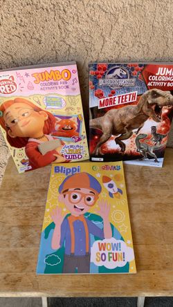 DISNEY TURNING RED,BLIPPI,JURASSIC PARK,TROLLS. COLORING BOOKS AND READING BOOKS GREAT FOR SUMMER KEEP KIDS BUSY TAKE ALL $6