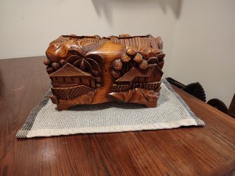 Hand Carved Wooden Box