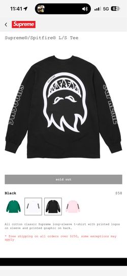 Supreme spitfire long sleeve medium black big head