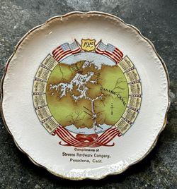 Antique Vintage Advertising Calendar Plate - 1915 Panama Canal Pasadena CA Souvenir