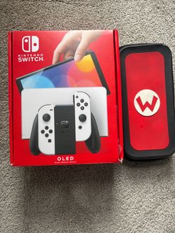 Nintendo Switch OLED White Model - Complete In Box with 256GB MicroSD & Mario Case
