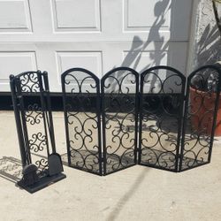 Fireplace Screen And Tool Set 