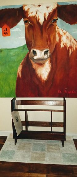 🚫 Now $50~ Signed Painting 4x4 Feet, Tagged Cow