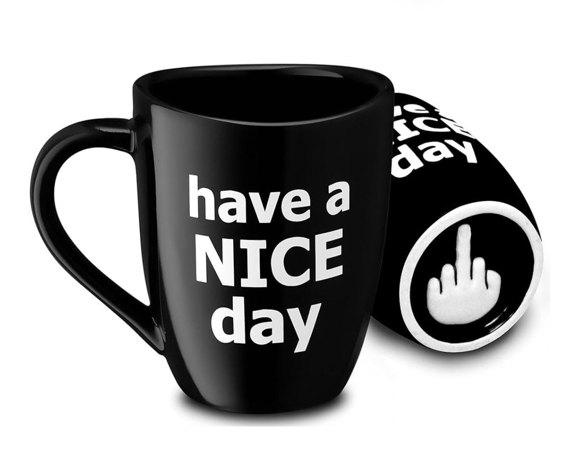 Funny Coffee Mug, Gag White Elephant Gifts for Adults and Coworkers - Perfect for Bachelorette Parties, Christmas, and Novelty Gifts, 14 Ounce (Black