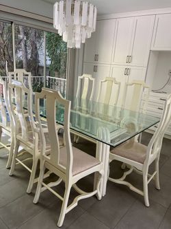Glass top dining table and chairs set