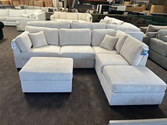 Cream reversible chaise sectional sofa 