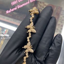10Kt Gold With Natural Diamond Bracelet