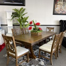 7PC Rustic Style Dining Table Set