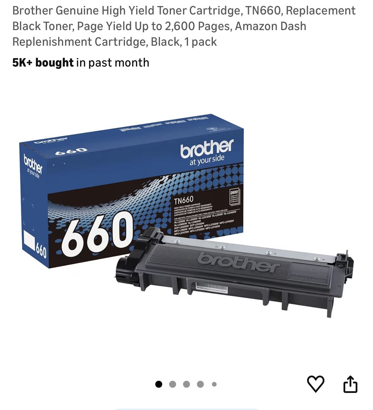 Brother Tn660 High-Yield Toner Cartridge