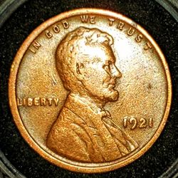 1921 Lincoln Wheat Cent Off Center Thick Planchet 