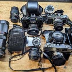 Collection of Old 35mm Cameras + Lens