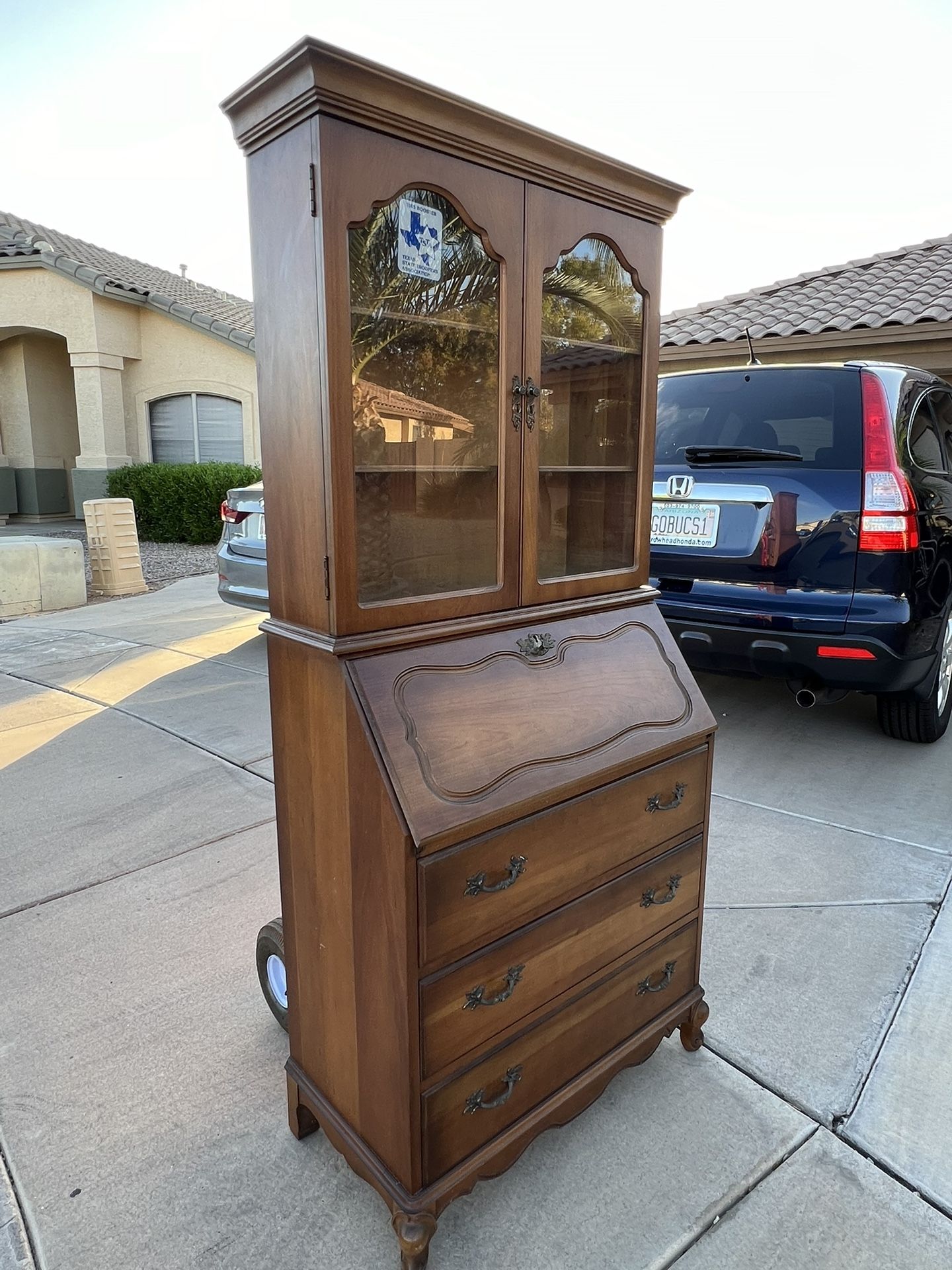 ANTIQUE SLANT-FRONT SECRETARY BOOKCASE