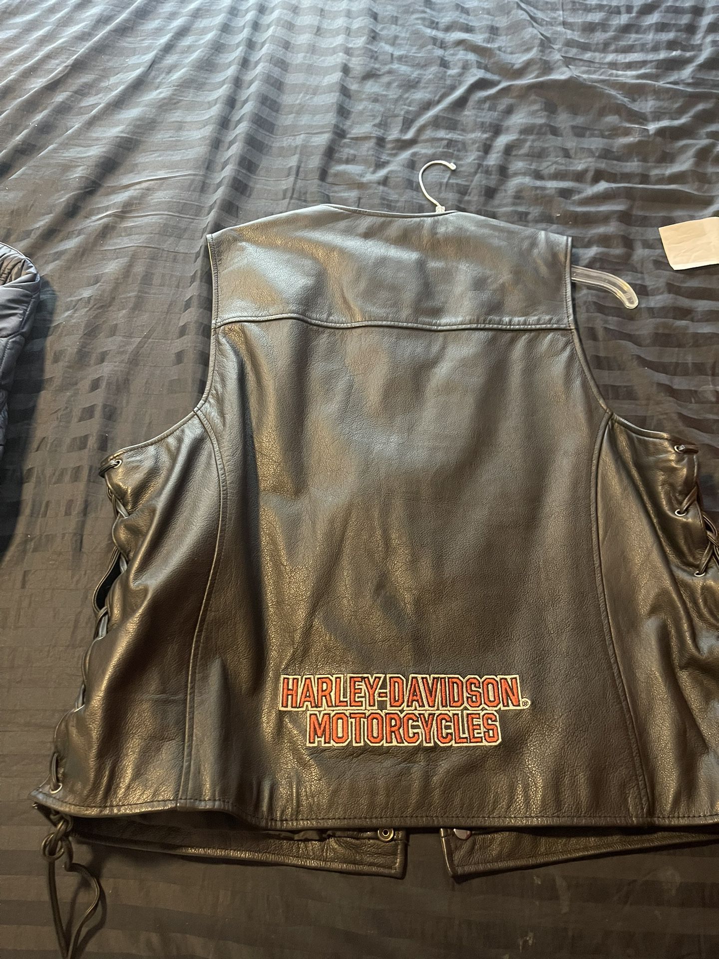 XL Harley Davidson Black Leather Vest 