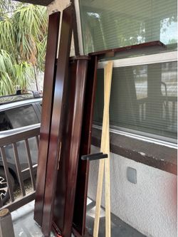 Free queen bed frame and 2 shelfs