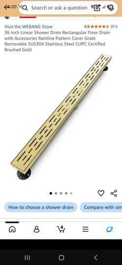 36 inch gold linear shower drain