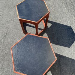  Pair of Mid-Century Hexagonal Side Tables