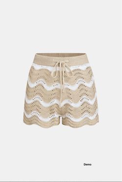 CUPSHE Coral Garden Striped Cover-Up Shorts (Medium)